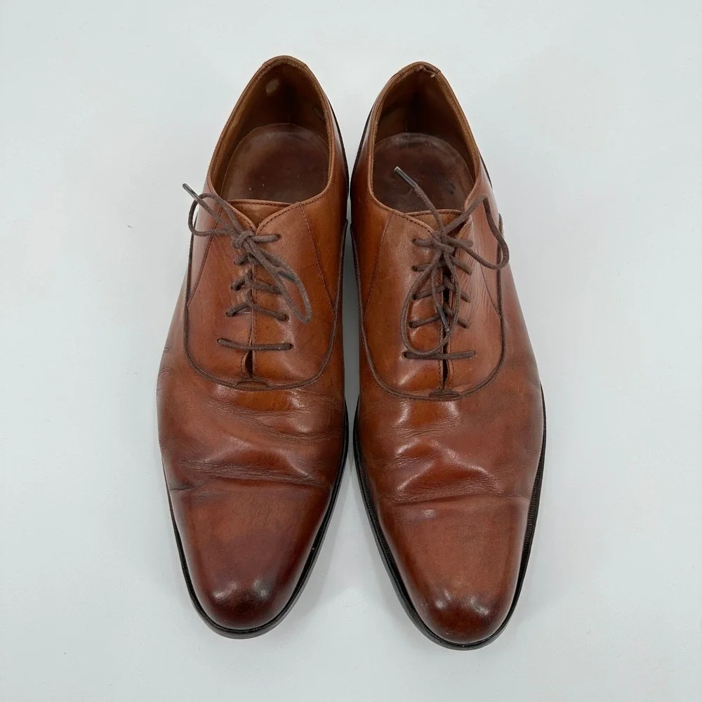 John Fluevog‎ Twin Turbine 211 Men Brown Leather Oxford Dress Shoes CA14 10M